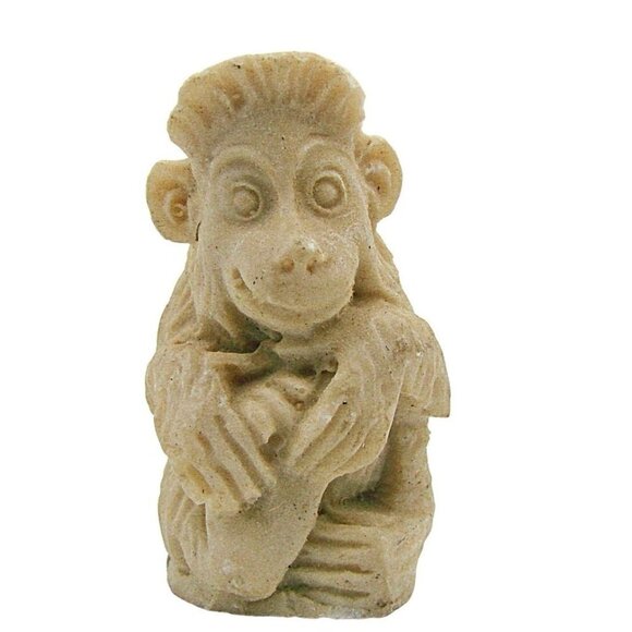 Vintage Small Baboon Monkey Chimp Art Figure Miniature Bone Resin Collectible 2" - Picture 1 of 10